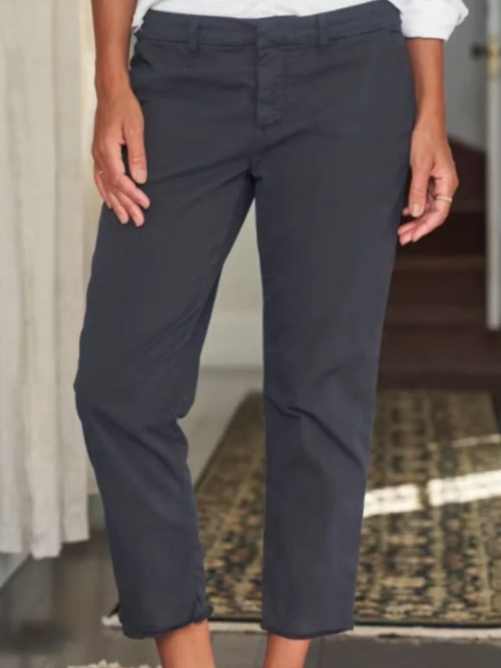 Frank and Eileen Black Wicklow Raw Hem Italian Twill Chinos, Size 8